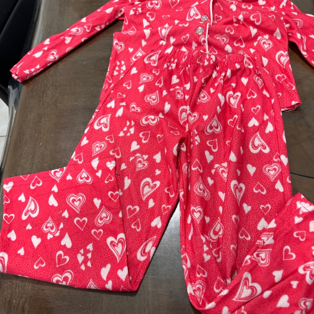 Heart Patterned Red Kids Pajamas